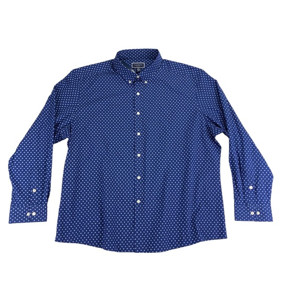 Club Room Mens Slim Fit Floral Print Dress Shirt Blue 18-18.5 - Picture 1 of 3